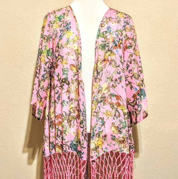 GIANNI BINI pink floral kimono - Picture 2 of 9
